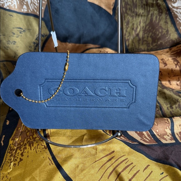 Coach Light Blue Leather Overside Hand Tag with Gold Chain/Collectible piece - Picture 2 of 4